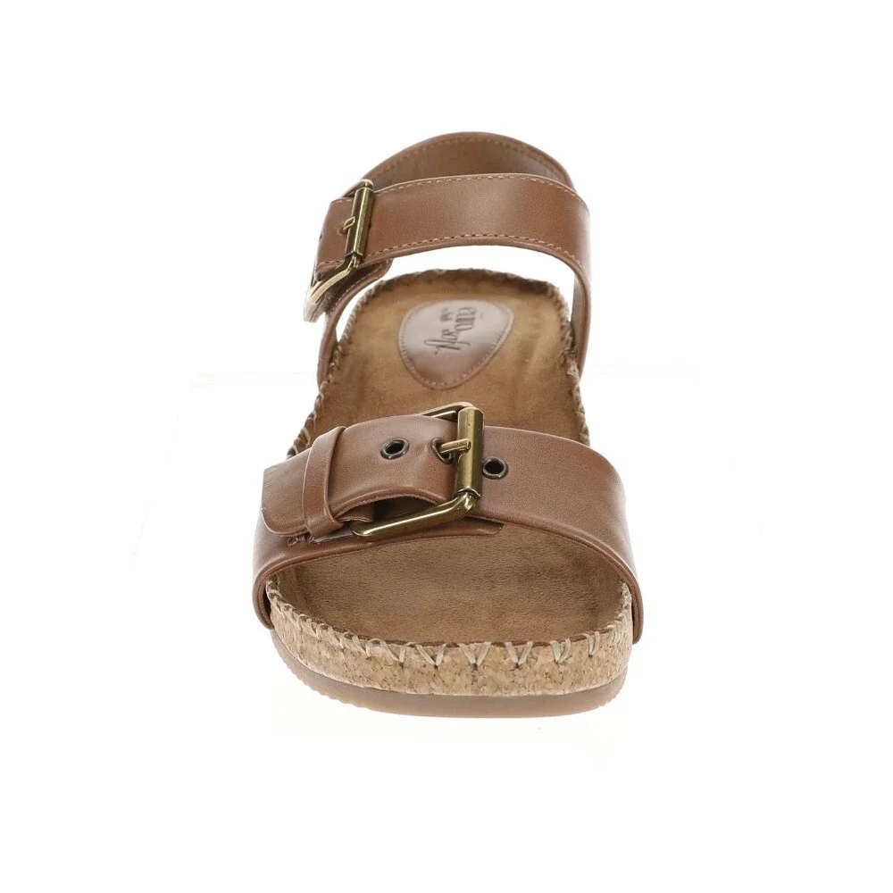 Eurosoft Gypsy Strappy Womens 8.5 Brown Leather Whipstitch Trim Sandals ZOGG2910
